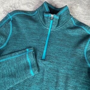Eddie Bauer Pullover Men TL Teal Heather Space Dye Quarter Zip Tall Large Sporty